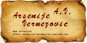 Arsenije Vermezović vizit kartica